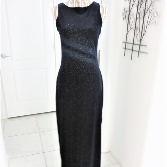 Finesse Dresses & Skirts - VTG Navy Blue Shimmer Velvet Sleeveless Maxi Dress